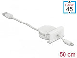 Delock Easy 45 Modul Usb 2.0 Ausrollcable Usb Typ-A Zu 8 Pin Lightning Stecker Weiss