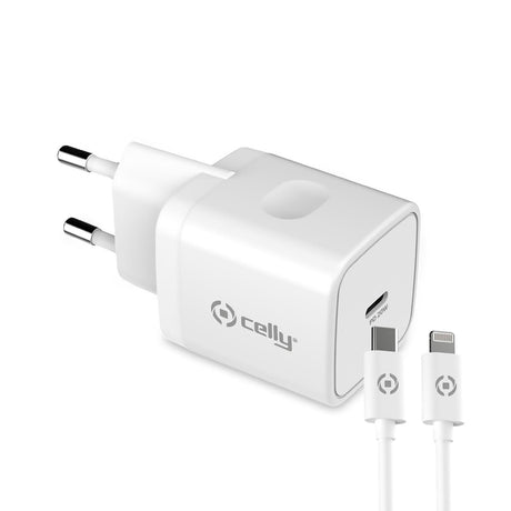 EAN 8021735764090 - Celly TC1C20WLIGHTWH cargador de dispositivo móvil Universal Blanco Corriente alterna Interior imagen 1