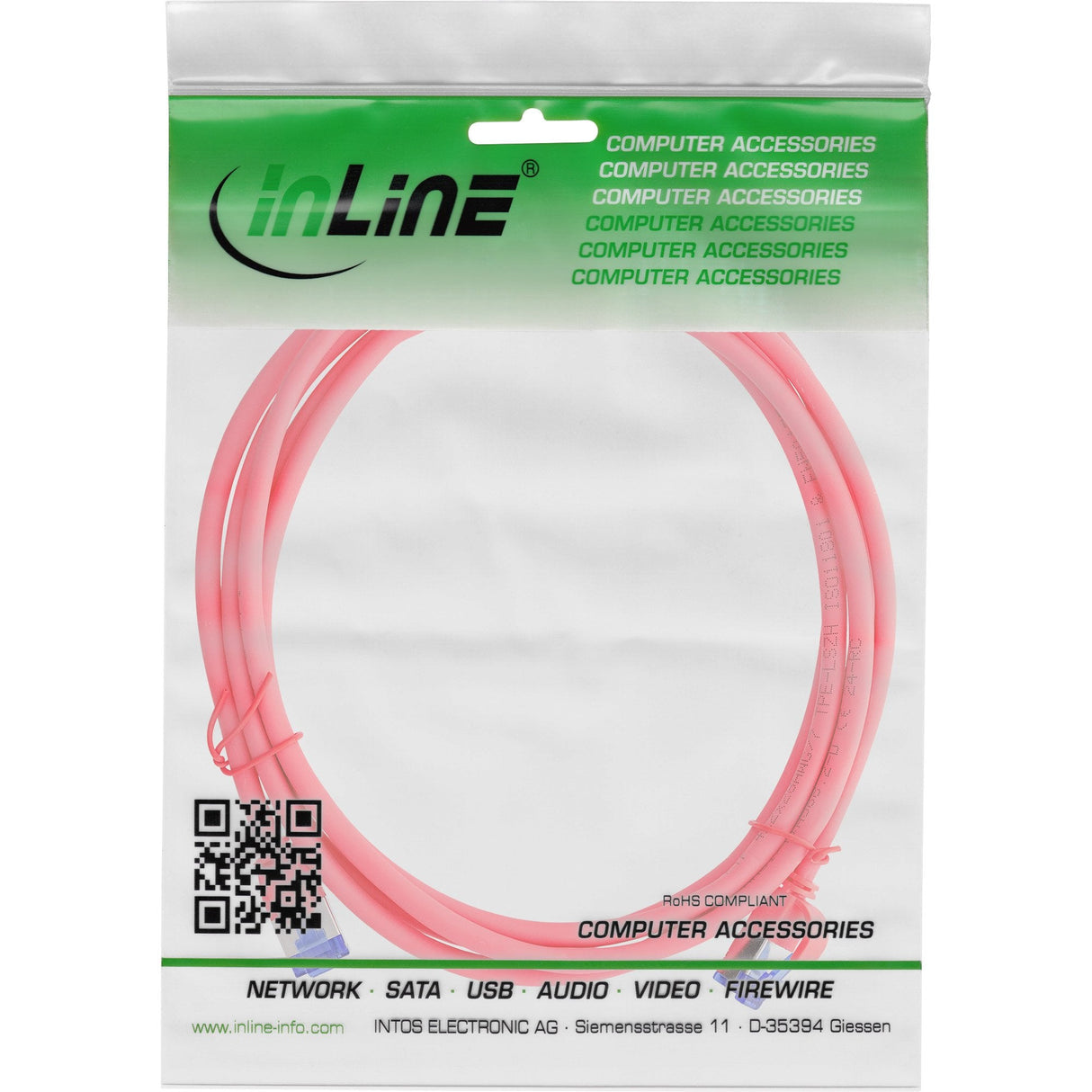 Inline® Cable De Red Slim, Cat.6a, S/Ftp, Tpe (Lszh) Flexible, Poe, Rojo, 1.5m