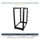EAN 0065030858519 - StarTech.com 4POSTRACK25U armario rack Rack o bastidor independiente Negro imagen 9