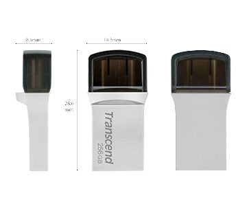 Usb-Mick 256gb Transcend Jetflash Usb3.1 Pen Drive Otg Type-A&C Silver
