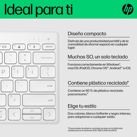 EAN 0196548516964 - HP 350 WHT Compact Multi-Device Keyboard teclado Hogar Blanco imagen 11