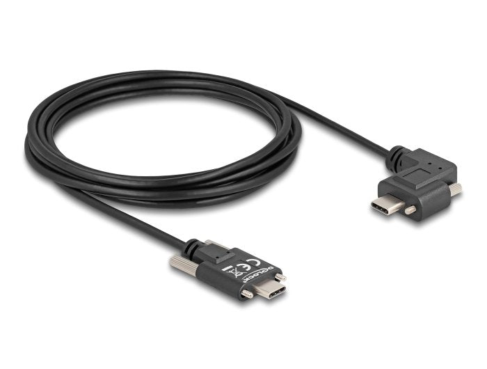 Delock 80958 Cable Usb 2.0 Usb Type-C Macho Con Tornillos A Usb Type-C Macho Con Tornillos Acodado A La Izquierda / La Derecha Pd 3.0 60 W 3 M