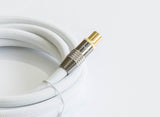 Tv Cable De Antena, Iec Koax Conector Macho An Conector Hembra, Chapado En Oro, Cuádruple Apantallado, 120 Db, 75 Ohm, Malla De Nailon, Blanco, 1m, Python® Series