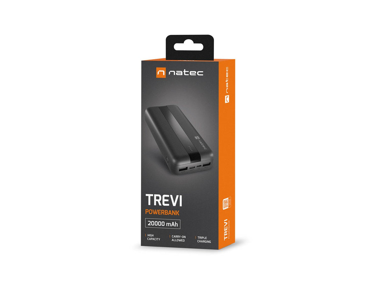 Natec Powerbank Trevi 20000mah 2x Usb-A + 1x  Usb-C