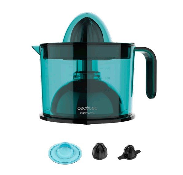 Cecotec Essentialvita Ajustar Black, Exprimidor De Cítricos Negro/Azul 04148