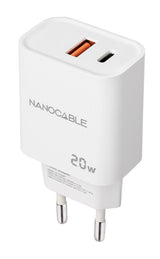 Cargador Usb-C/Pd + Usb-A/Qc 20w Blanco