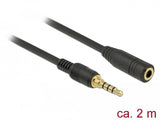 Delock Cable De Extensión Estéreo 3,5 Mm 4 Pines Macho A Hembra 2m Negro
