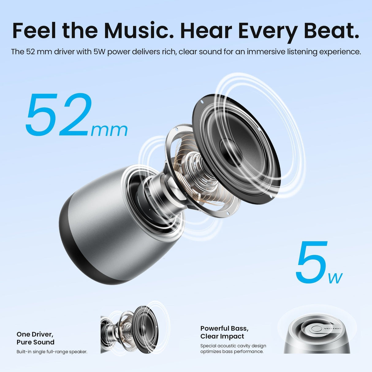 Altavoz Con Bluetooth Vention Omni O11 Ndci0 5w 1.0 Plata