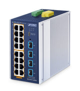 EAN 4711605288637 - PLANET ndustrial L2+ 16-Port 10/100/1000T 802.3at PoE + 4-Port 10G SFP+ Managed Ethernet Switch Gestionad imagen 1