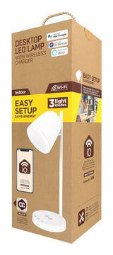 Lampara Sobremesa Muvit Io Wifi Blancos + Base Carga Inalambrica