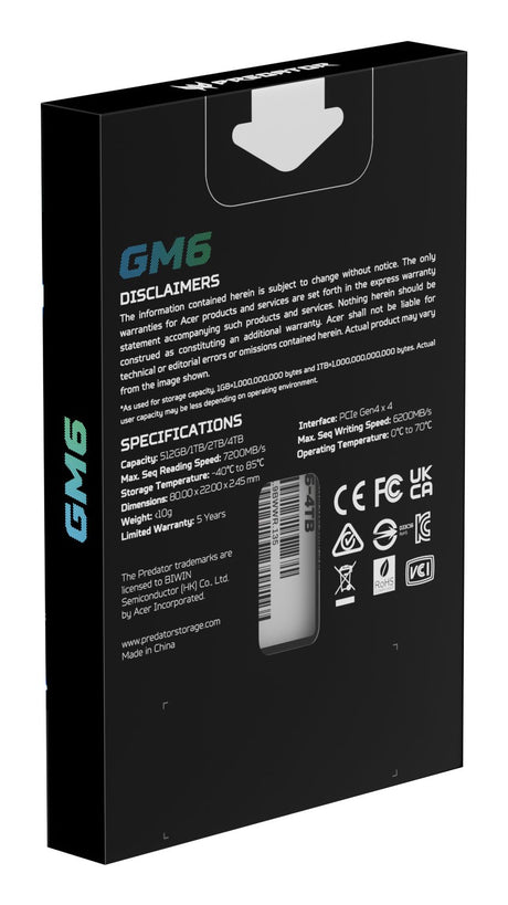 EAN 6955914639751 - Predator GM6-4TB M.2 PCI Express 4.0 NVMe SLC imagen 9