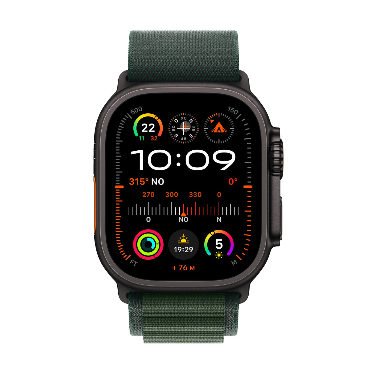 Apple Watch Ultra 2 Gps + Cellular 49mm Titanium Black Case With Dark Green Alpine Loop Large Eu Mx4t3