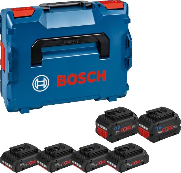 Bosch Professional 4x Batería Procore 18v 4.0ah + 2x Batería Procore 18v 8.0ah Professional Azul/Negro, L-Boxx, Ampshare Alliance 1600a02a2t
