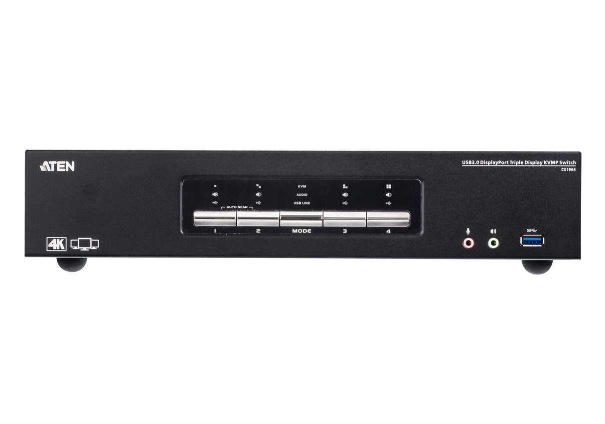 Aten Cs1964 4 Puertos Usb 3.0 4k Displayport Triple Pantalla Kvmp, Conmutador Kvm Cs1964