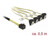 Delock Cable Mini Sas Hd Sff-8643  4 X Sata 7 Pin Con Un Ángulo 0,5 M