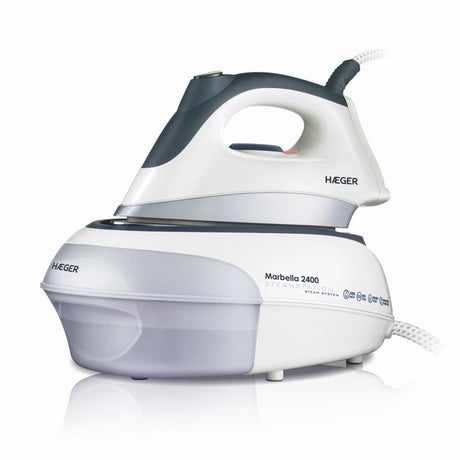 EAN 5608475009204 - Haeger SS-24S.005A plancha Plancha a vapor Suela de acero inoxidable 2400 W Negro, Blanco imagen 1