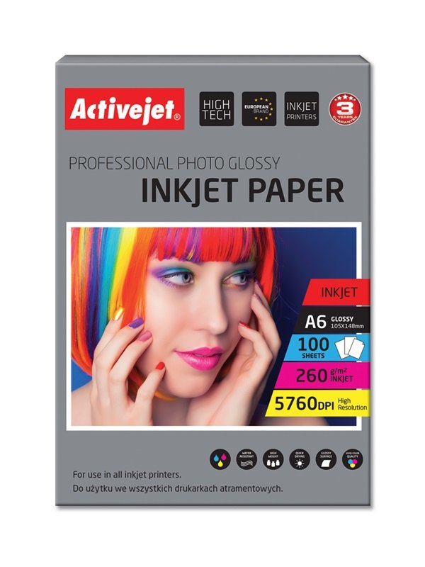 Papel Satinado Activejet Ap6-260gr100 (A6 - 100 Uds.)