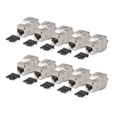 Startech.Com Geschirmtes Cat6a Keystone Jack Módulo, Pack De 10 Rj45 Ethernet Conector Hembra, Stp Cat6a Wandbuchse, 180 Grad, Sin Herramientas, Plano, Plateado, Rj-45, Conector Hembra, Conector Hembra, 10gbase-T