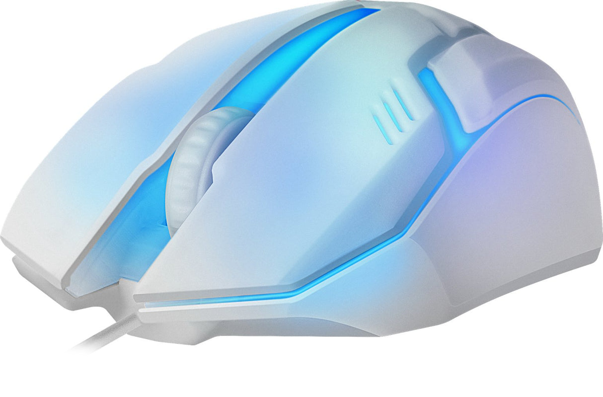 Raton Gaming Defender Cyber Mb-560l Blanco 7-Colores Luz De Fondo