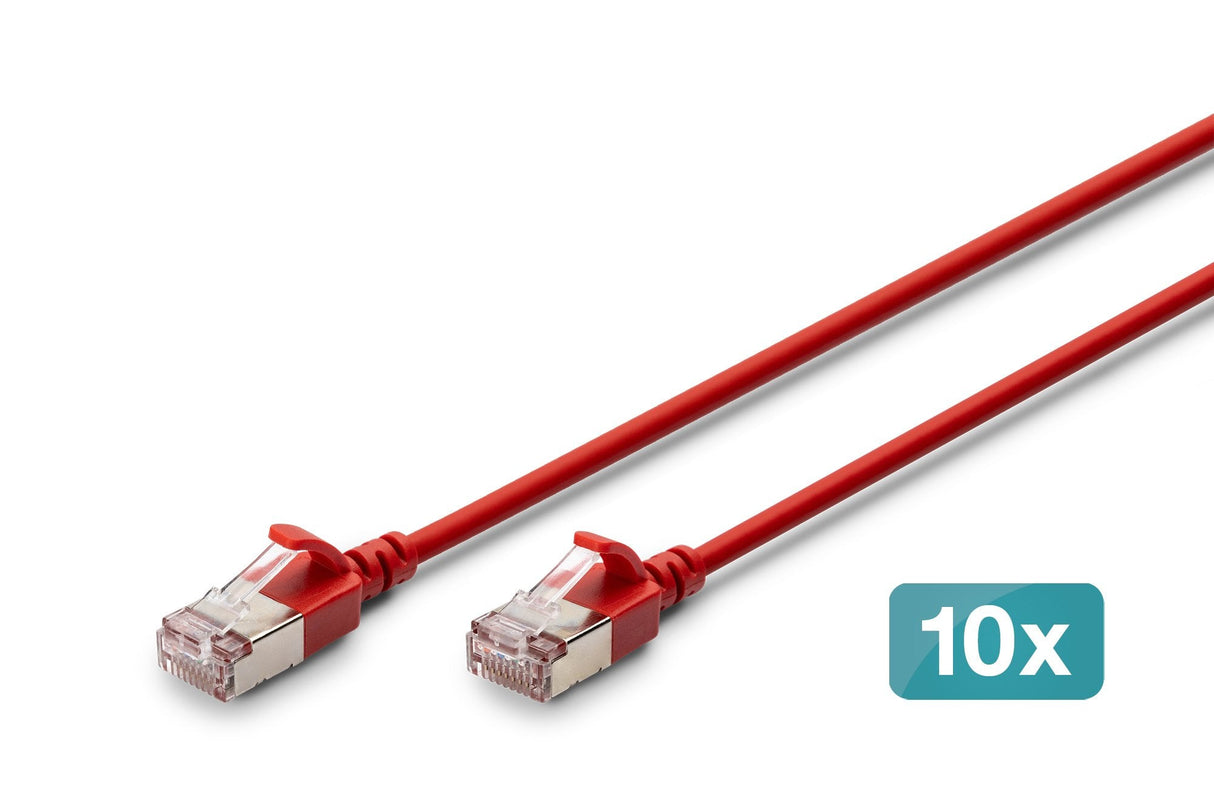 Digitus Cable De Red Cat 6a F/Ftp Slim 0,30m Rojo 10 Unidades