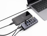 Usb 5 Gbps Hub Mit 2 X Usb Typ-A Und 2 X Usb Type-C Buchse Und 1 X Schnellladeport + Schalter
