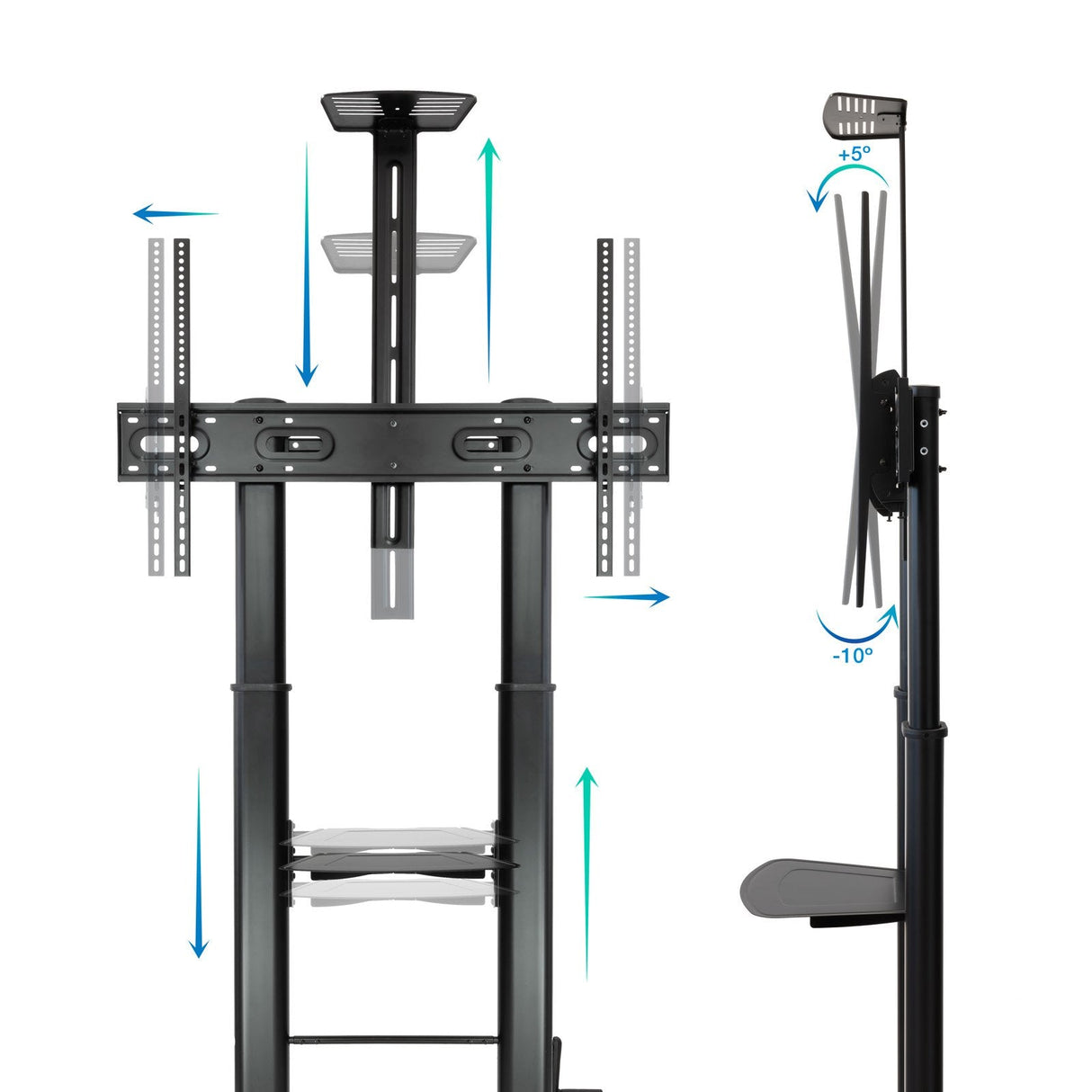 Soporte De Pie Inclinable Nivelable Con Ruedas Tooq Fs20404hm-B Para Tv De 60-100' Hasta 100kg