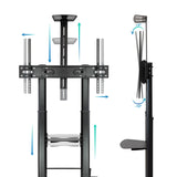 Soporte De Pie Inclinable Nivelable Con Ruedas Tooq Fs20404hm-B Para Tv De 60-100' Hasta 100kg
