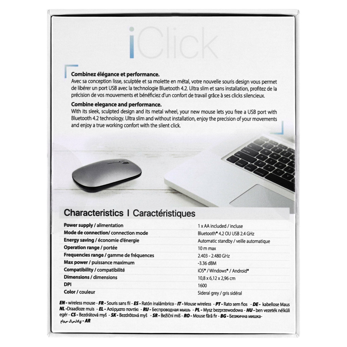 Ratón T'Nb Mwmac  Ambidextro Rf Wireless + Bluetooth 1600 Dpi