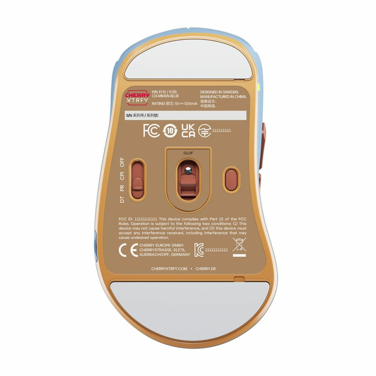 Ratón Cherry M64 Wireless, Gaming Azul Claro/Cobre Cx-M64w-Blue