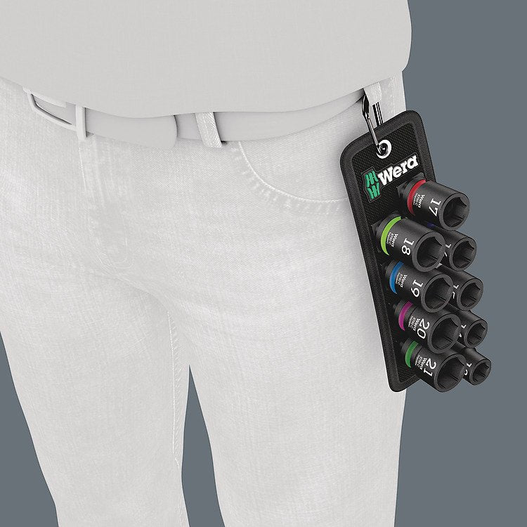 Wera 05004580001 Set De Conectores Y Conector Juego De Enchufes, Llave De Tubo Negro, Juego De Enchufes, 1/2", Métrico, 9 Cabezal(Es), 13,14,15,16,17,18,19,20,21 Mm, 230 Mm