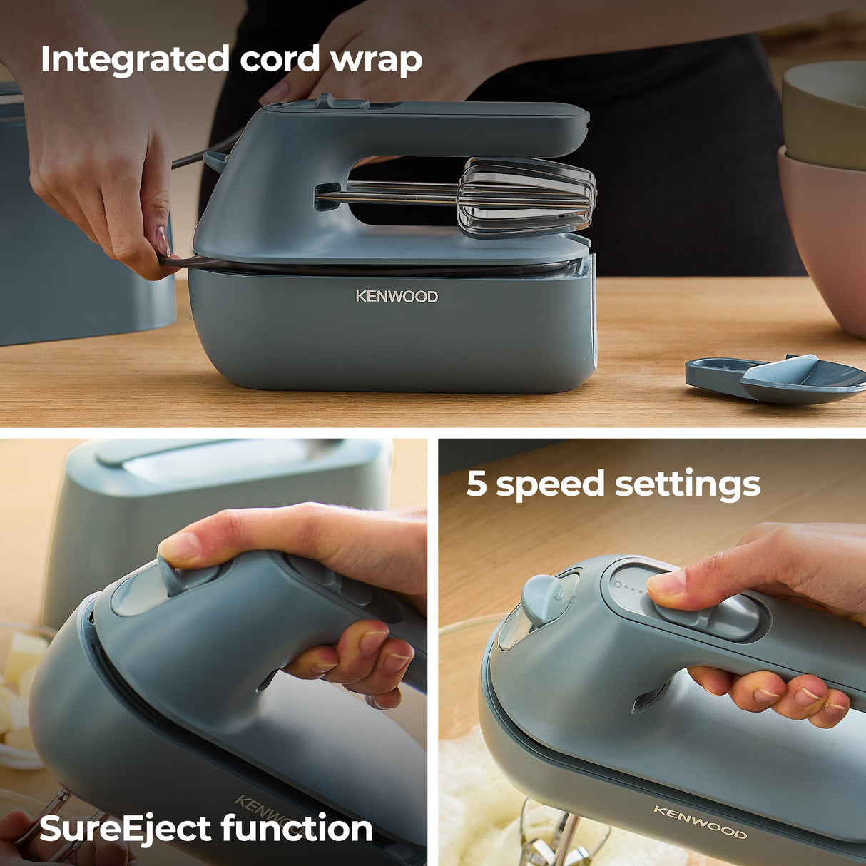 Kenwood Handmixer Quickmix Go Storm Blue (Gris, 350 Watt) 0w22210034