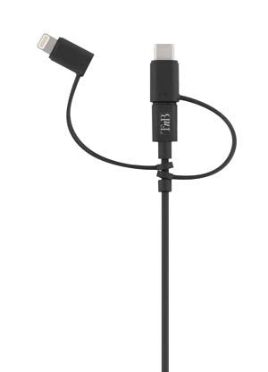 Câble T Nb 3en1 Usb - Lightning / Micro-Usb / Usb-C M/M 1,5m (Negro)