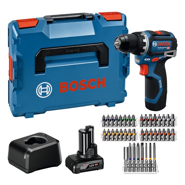 Bosch Professional Taladro Atornillador Inalámbrico Gsr 12v-32 Professional, 12 Voltios Azul/Negro, Batería De Ion De Litio 2,0 Ah + 4,0 Ah, Juego De Accesorios De 40 Piezas, L-Boxx 06019n7005