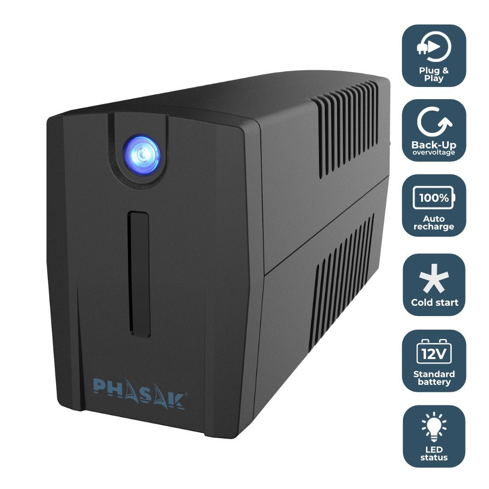 Sai Línea Interactiva Phasak Ottima 860 Va Interactive 860va-480w 2 Salidas Formato Torre
