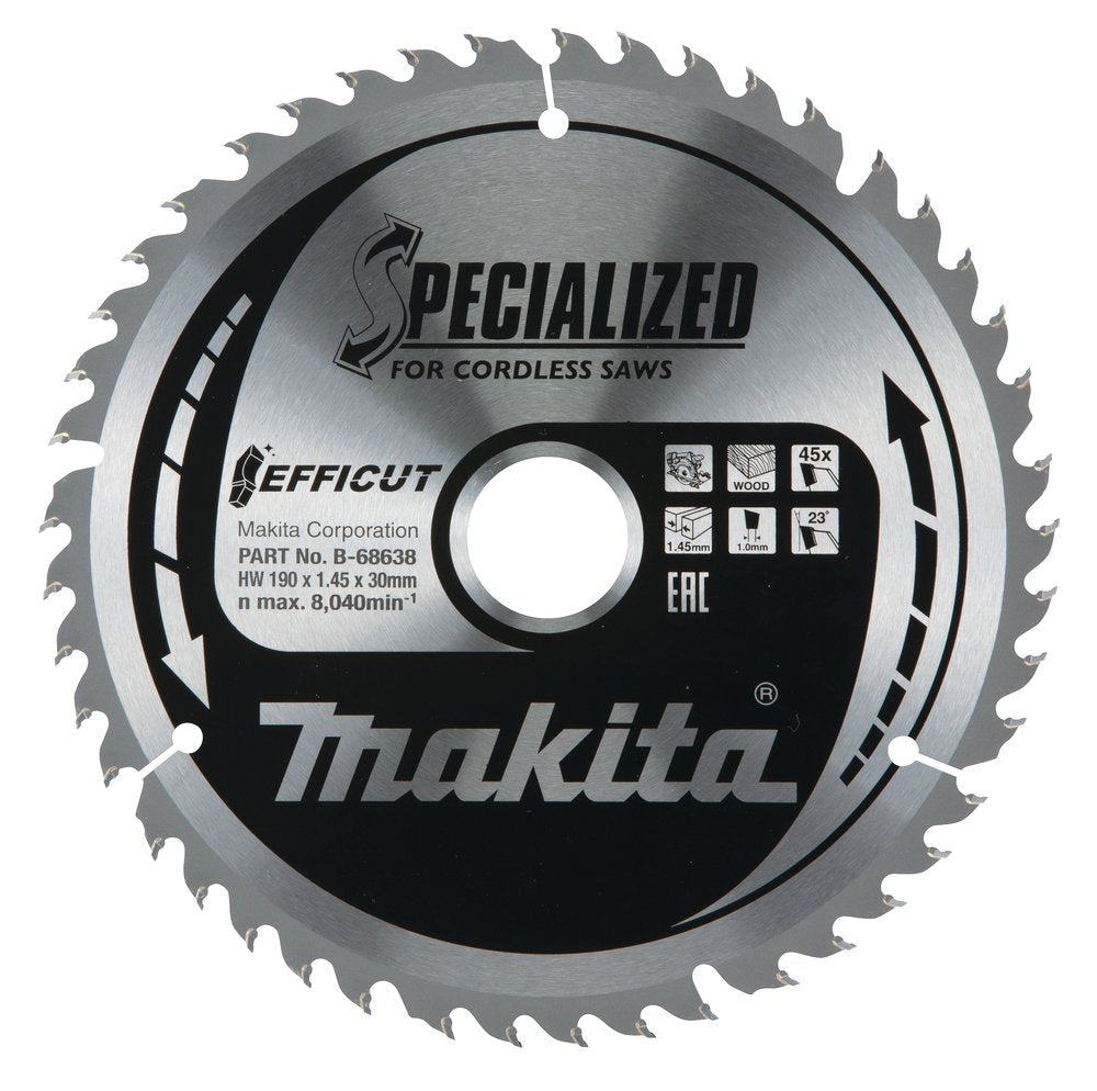 Makita B-68622 T.C.T. Pjuklas 190x1.45x30mm 23° T45 Efficut