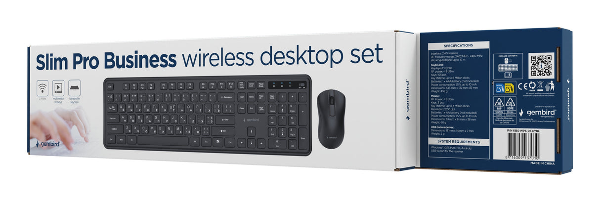 Keyboard +Mouse Wrl Cyrillic/Bk Kbs-Wps-01-Cyrl Gembird