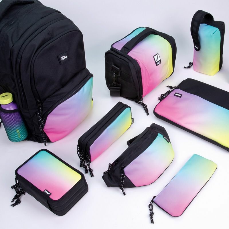 Milan Sunset Plumier De 3 Pisos Con Goma De Borrar, Sacapuntas, Lapiz, 3 Boligrafos Capsule, Regla, 12 Lapices De