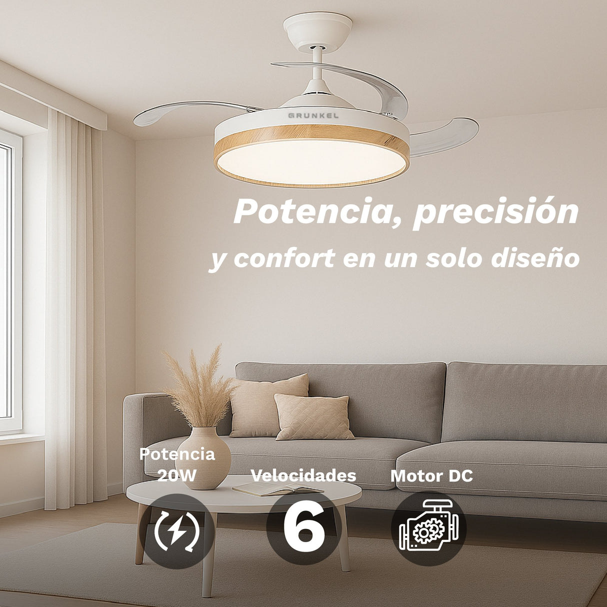 EAN 8426156019000 - Grunkel SKYWIND-42WO Blanco, Madera imagen 6