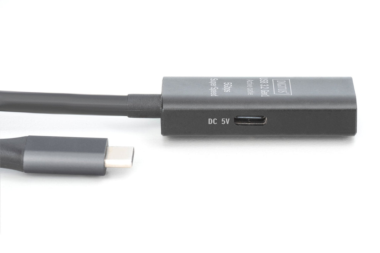 Digitus Active Usb 3.2 Gen1 5g Extension Cable, Usb-C - Usb-A, 10 M, Black
