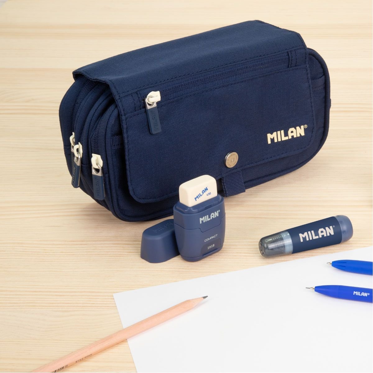 Milan Portatodo 4 Cremalleras Con Solapa 1918 Azul