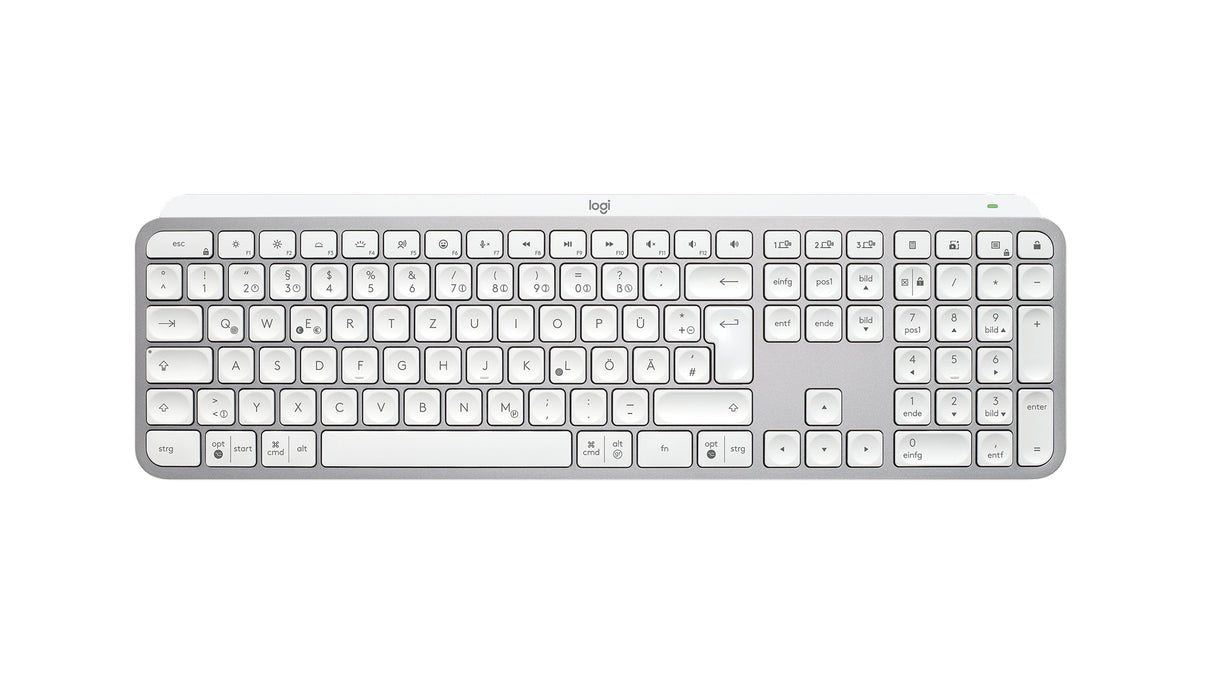 Teclado Alemán Logitech Mx Keys S Rf Wireless + Bluetooth Qwertz Aluminio, Blanco