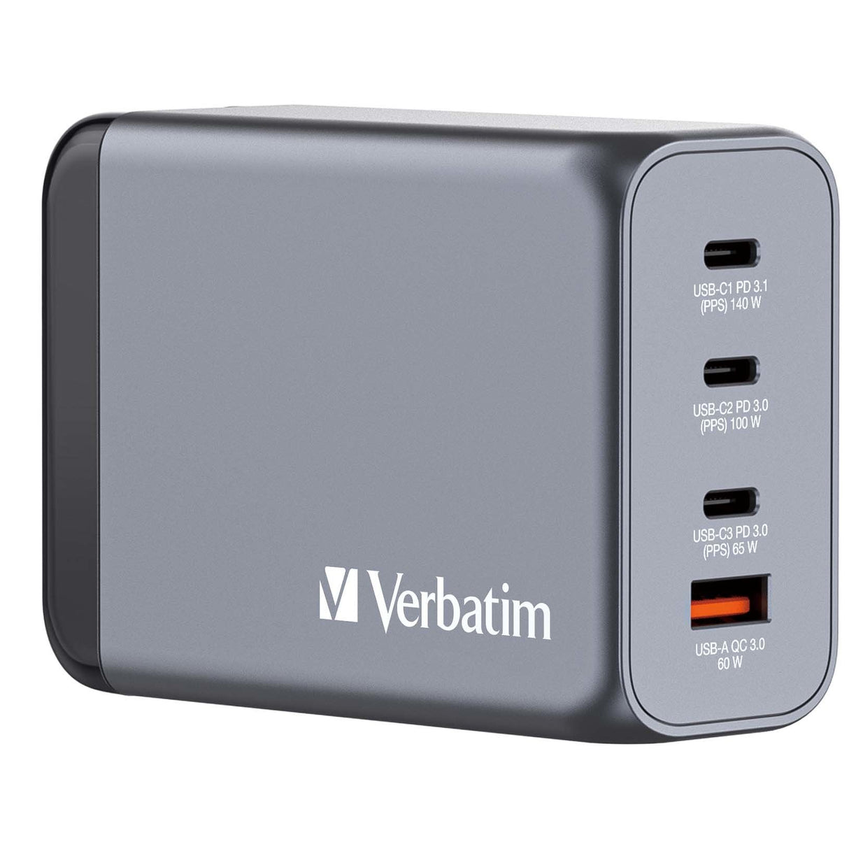 Cargador Gan De Pared Universal Verbatim Gnc-240 3xusb Tipo-C 1xusb 240w