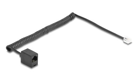 Delock Telefoncable   Spiralcable Rj11 Stecker Zu Rj45 Buchse Schwarz 2 M