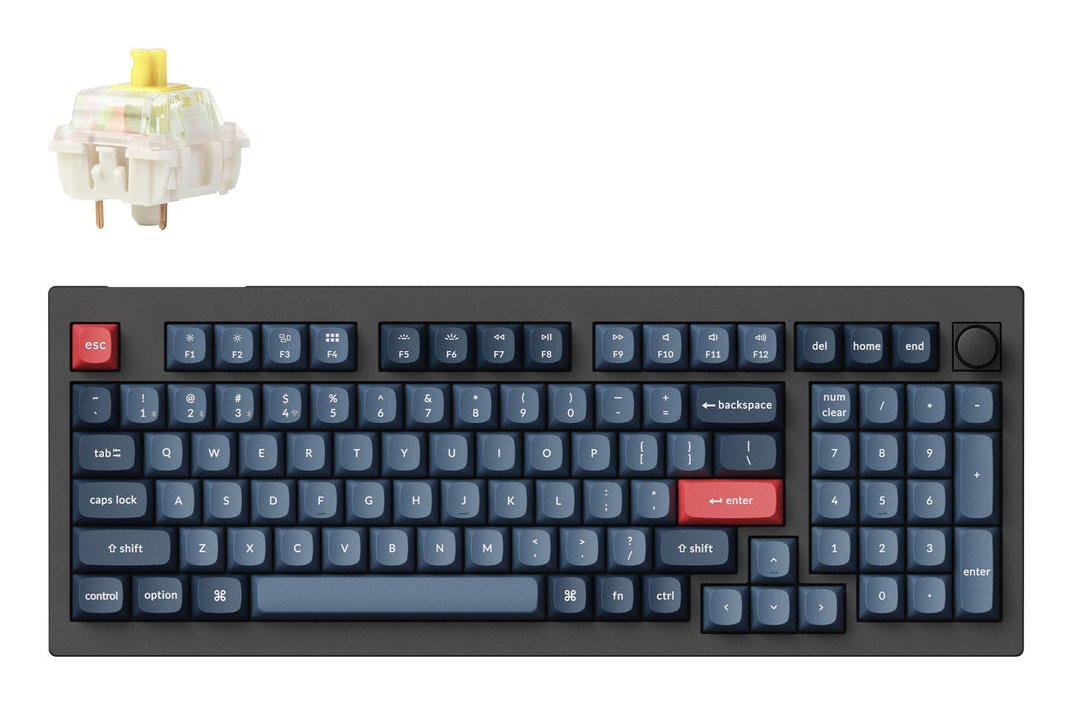 Keychron V5 Max, Teclado Para Juegos Negro/Gris Azulado, Diseño De, Gateron Jupiter Banana, Intercambio En Caliente, Rgb V5m-D4-De