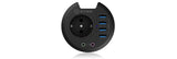 Hub Usb Icy Box Mesa Usb 3.0 Negro 80mm Redondo, 4xusb 3.0, Enchufe, Entrada + Salida De Audio
