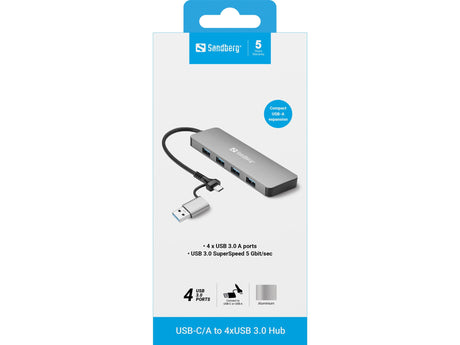 EAN 5705730136634 - Sandberg USB-C/A to 4xUSB 3.0 Hub imagen 3