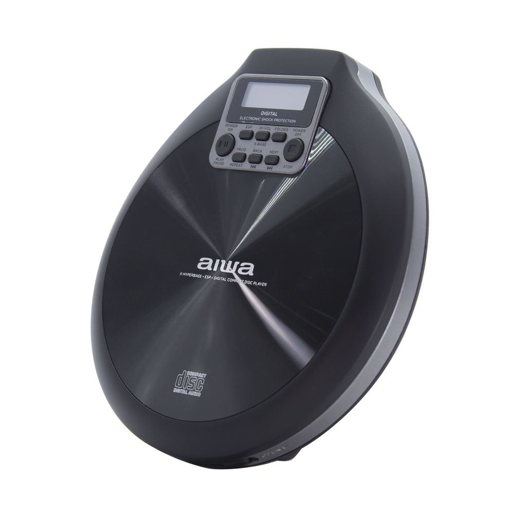 Cd Portatil Aiwa Pcd-810rd X-Hyperbass System Lector Cd/Cdr/Mp3 Bateria Recargable Por Usb Color Negro