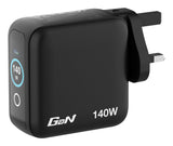 Cargador De Pared Universal Gan Para Viaje Verbatim Mini Gan Charger Con Pantalla 3xusb Tipo-C 1xusb 140w