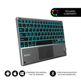 Teclado Bluetooth Subblim Smbt51 Con Touchpad Smart Blacklit Grey Bt 3.0 Teclas Iluminadas Batería 420mah Compatible Multidispositivo